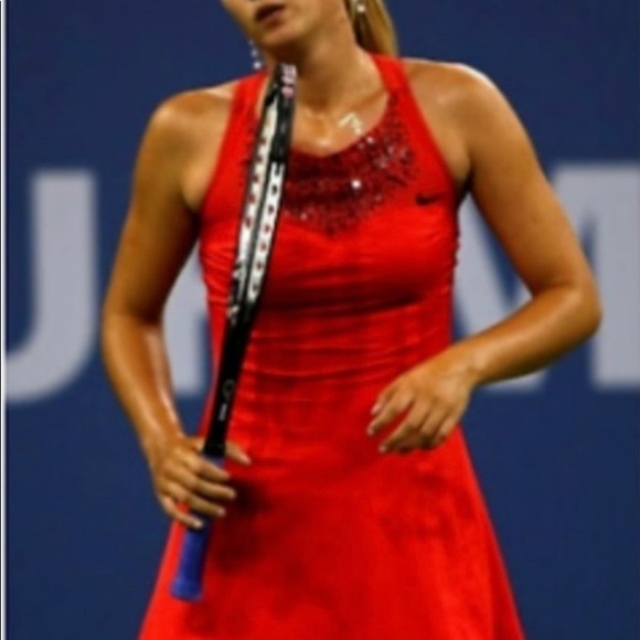 Nike Maria Sharapova red tennis dress with black detail - size M